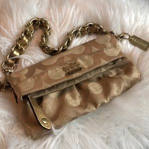 Gold signature style shoulder/clutch bag